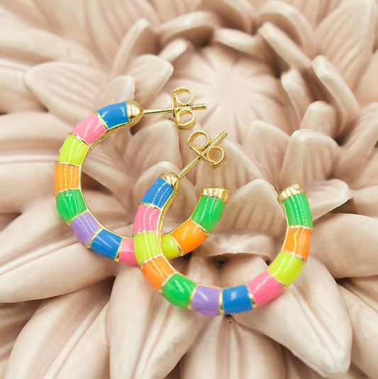 Neon Colored Enamel Earrings