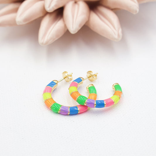 Neon Colored Enamel Earrings