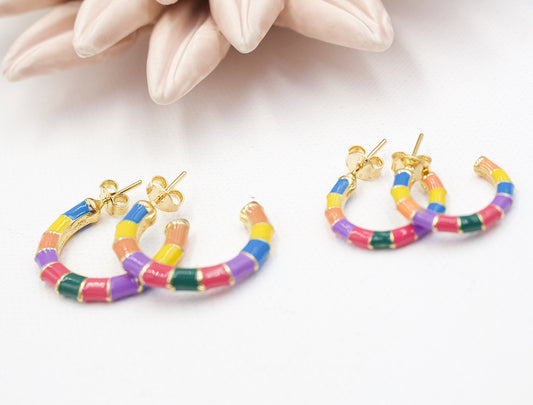 Colored Enamel Earring Stud Earrings