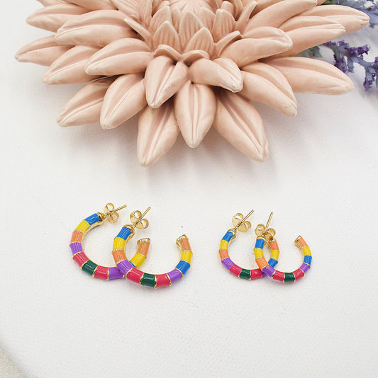 Colored Enamel Earring Stud Earrings