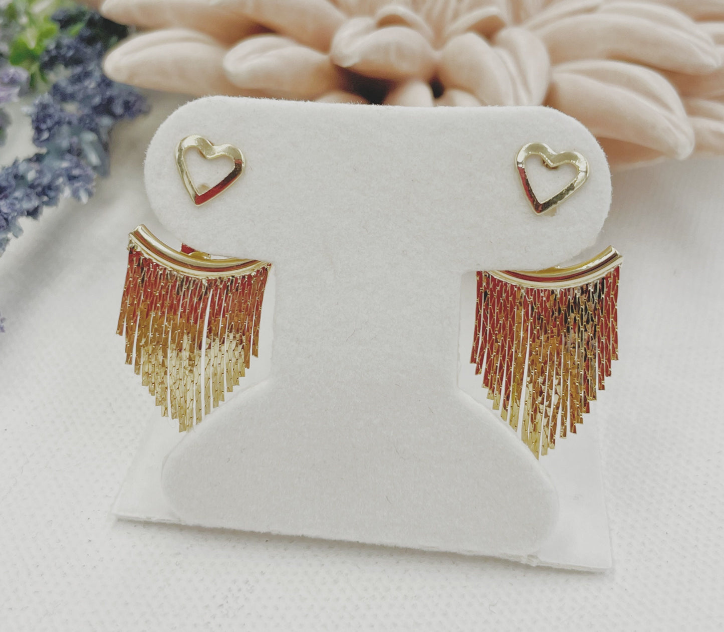 Little Heart and Cascading Curtain Earrings