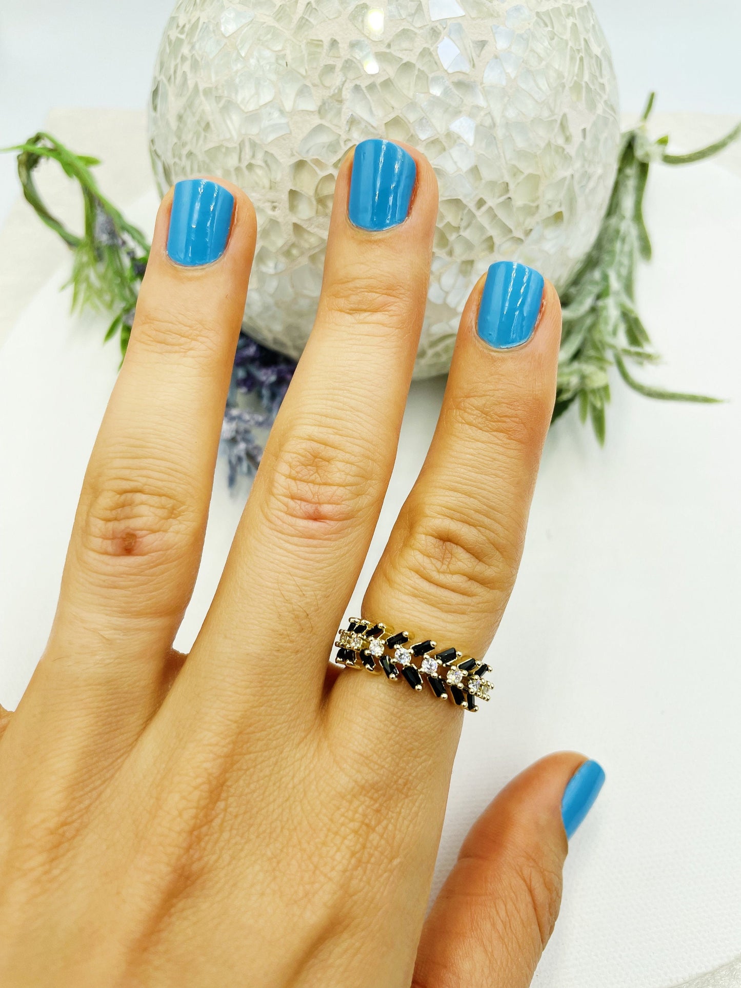 Black Baguette Zirconia Ring