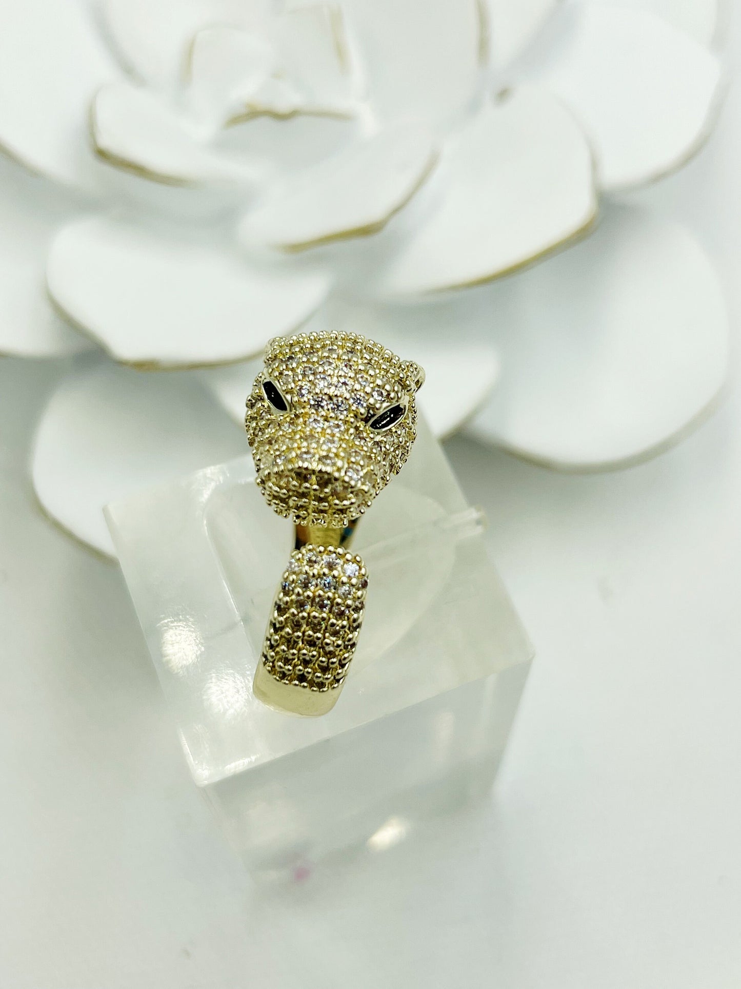 Leopard Design Zirconia Adjustable Ring