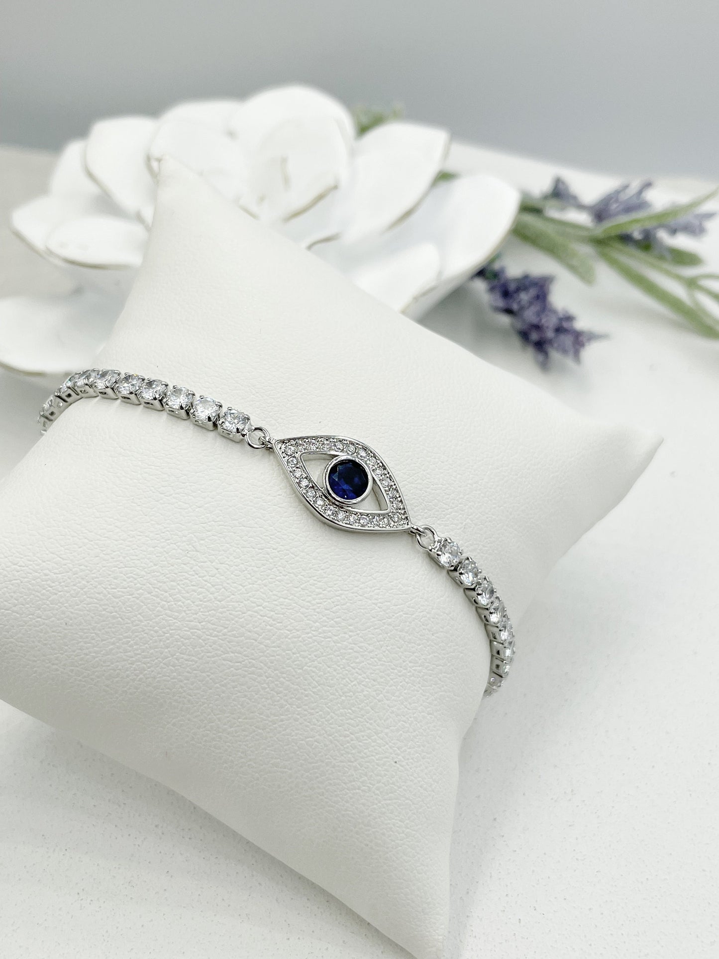 Greek Blue Eyes Design Tennis Bracelet