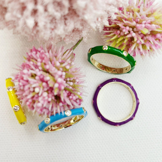 Enamel Colorful with Zirconia Stones Ring