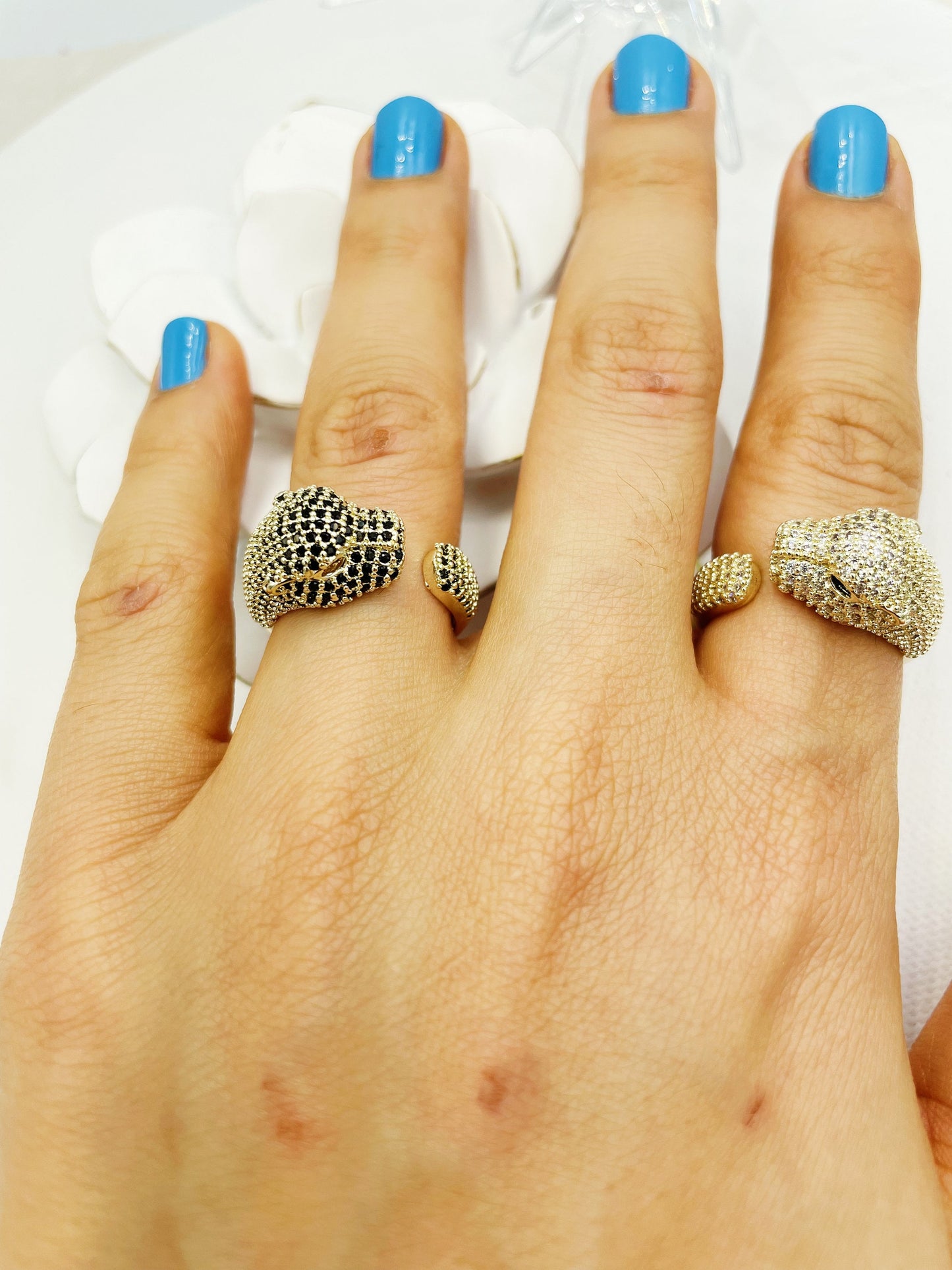 Leopard Design Zirconia Adjustable Ring