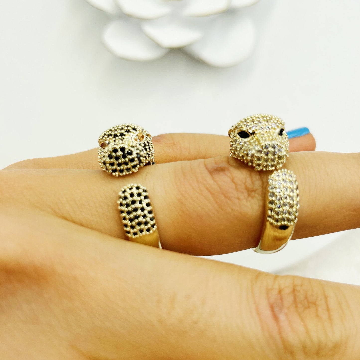 Leopard Design Zirconia Adjustable Ring