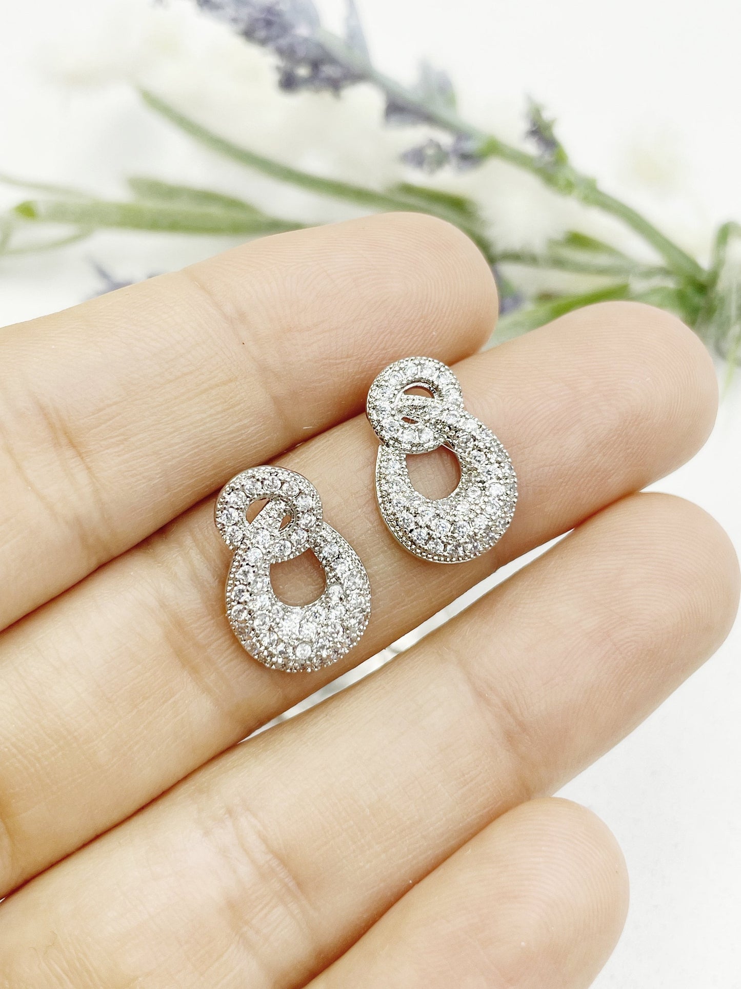 Drop Zirconia Stud Earrings