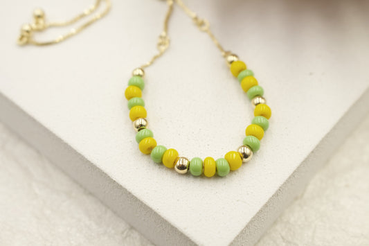 Green and Yellow Beaded Orula Bracelet