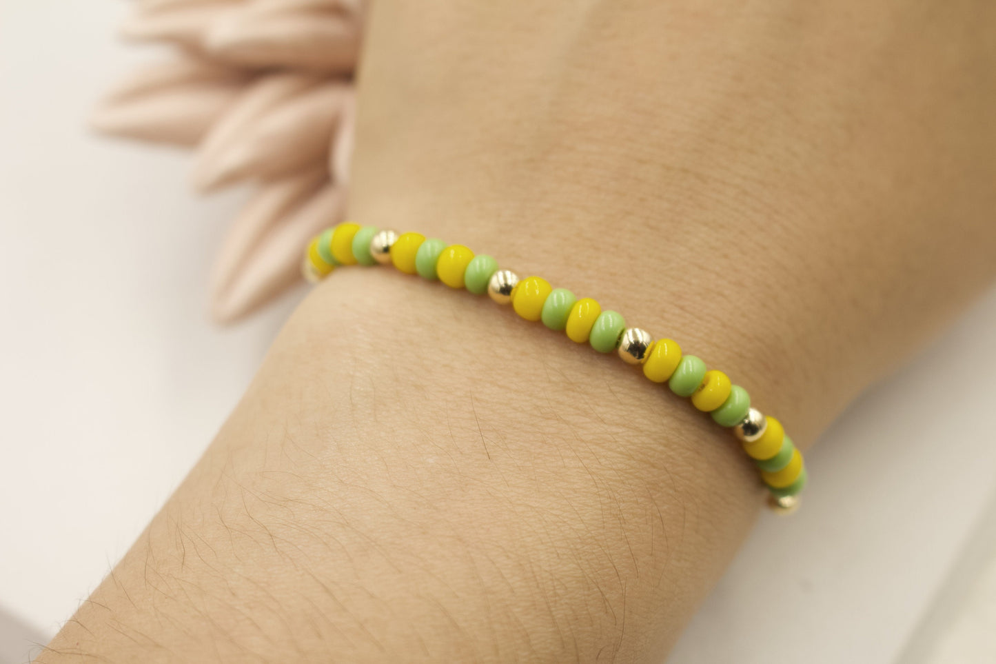 Green and Yellow Beaded Orula Bracelet