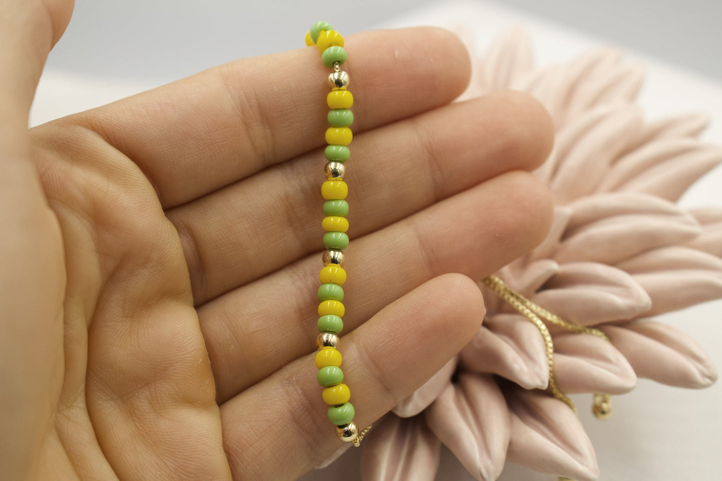 Green and Yellow Beaded Orula Bracelet