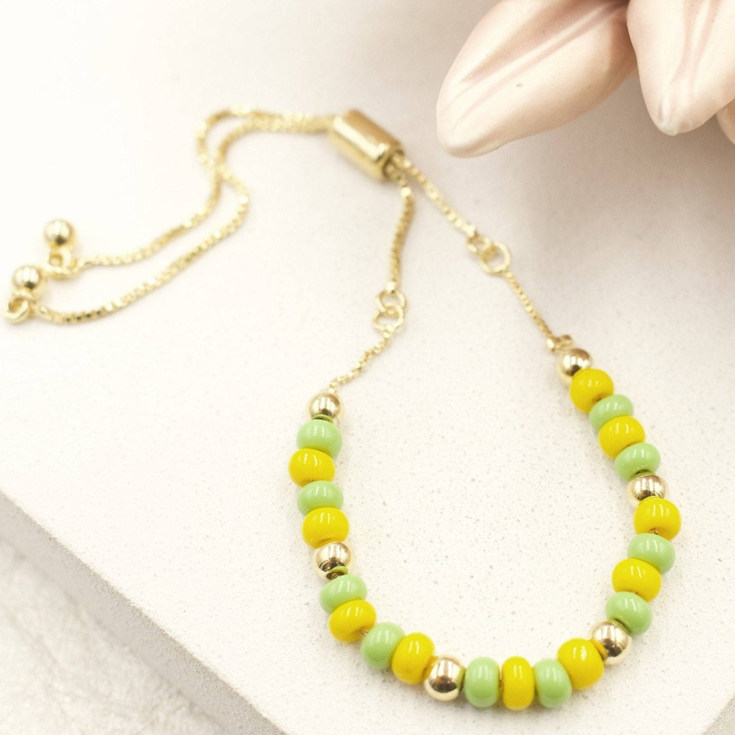 Green and Yellow Beaded Orula Bracelet