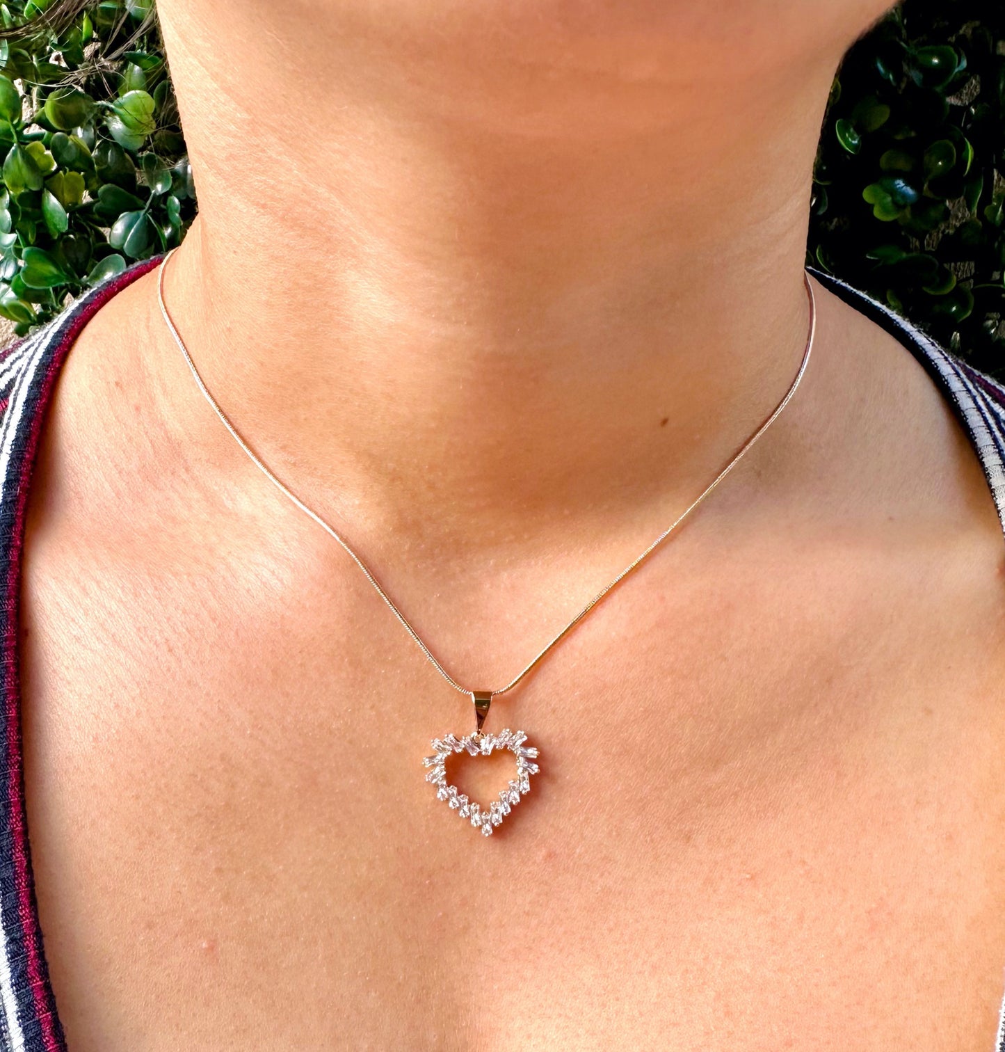 Baguette Diamond Heart Pendant